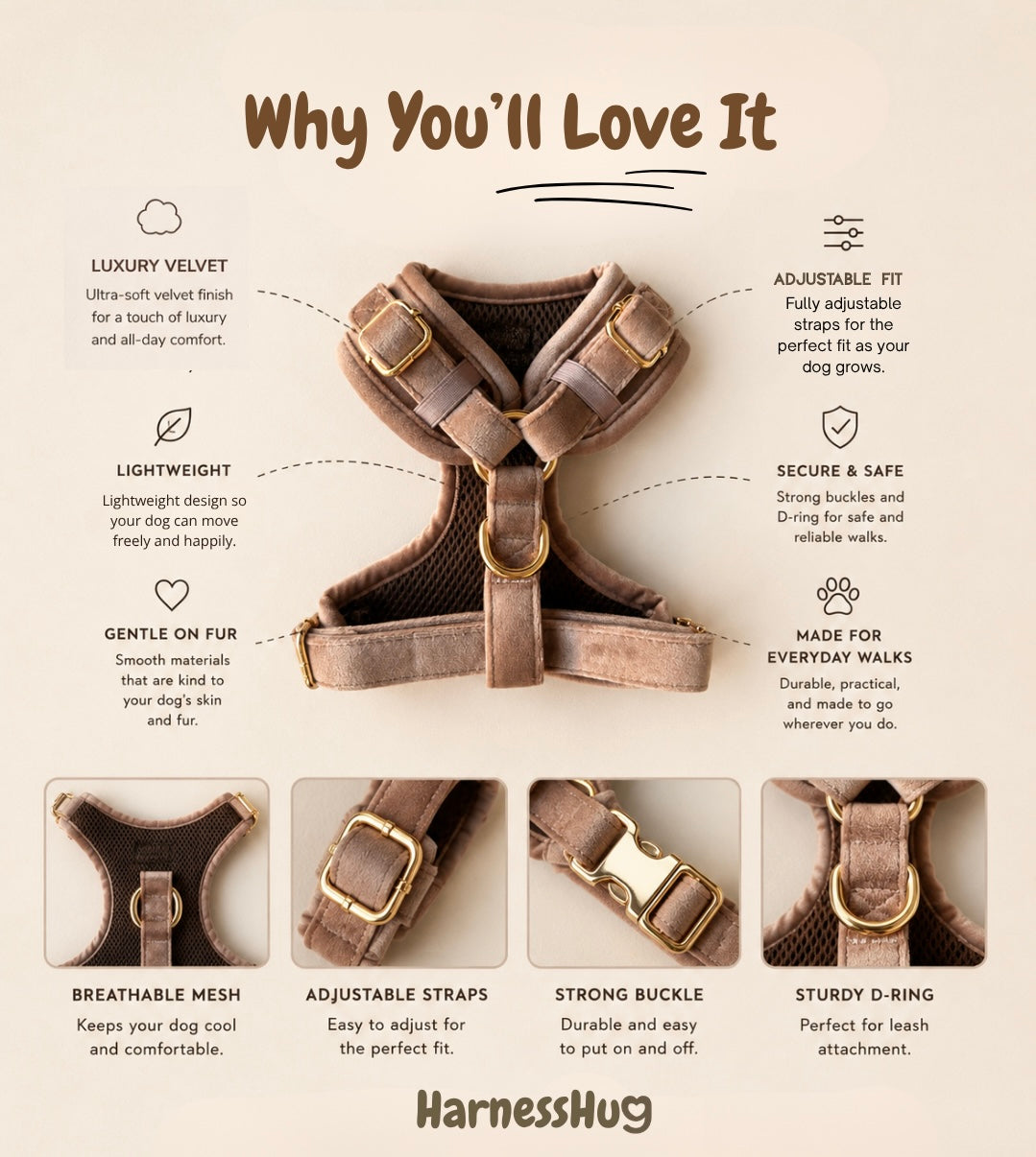 Velvet Harness-Mocha